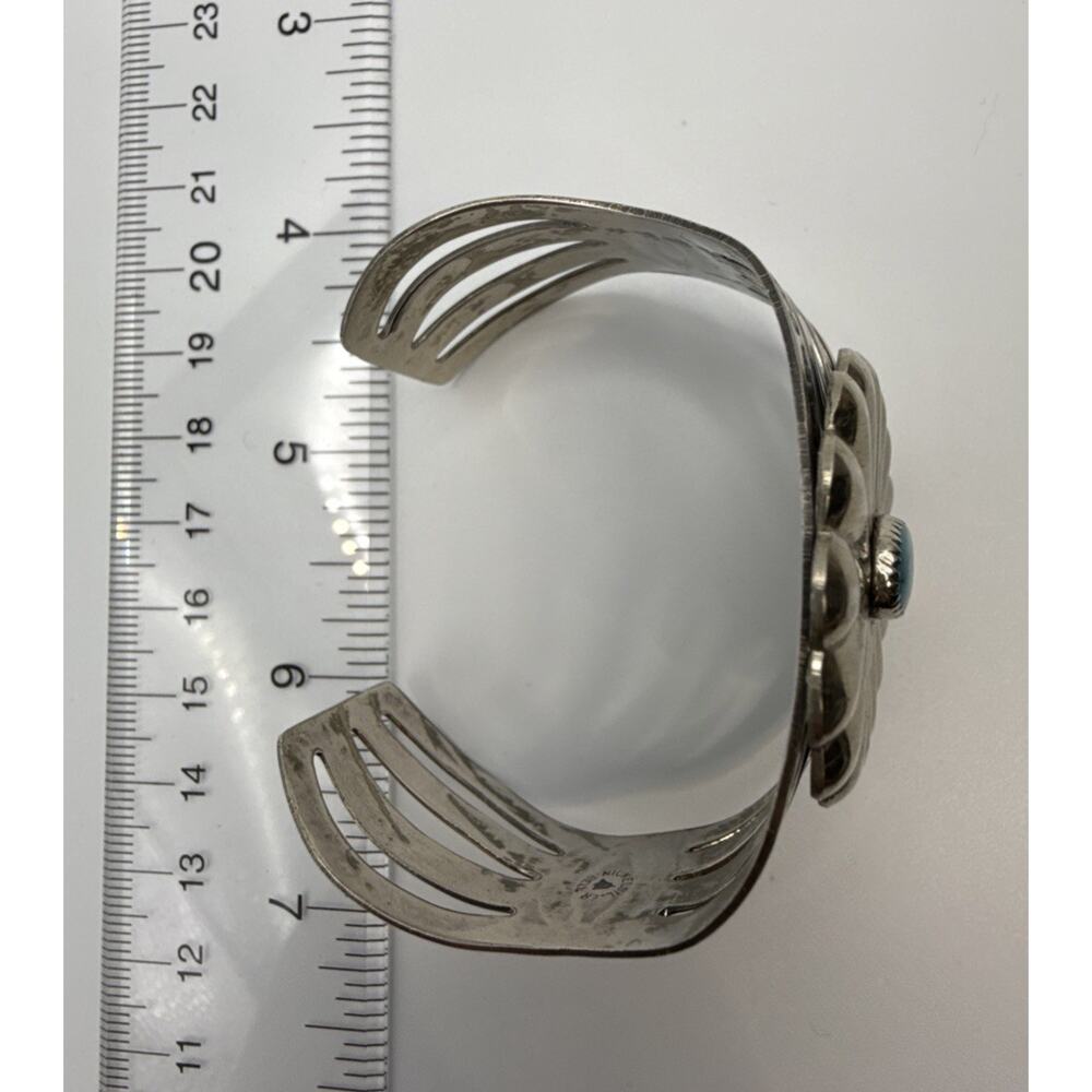 Vintage Bell Trading Post Nickel Silver Turquoise Cuff Bracelet Size 7 - Picture 11 of 11